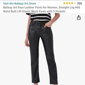Faux Leather Straight Pants